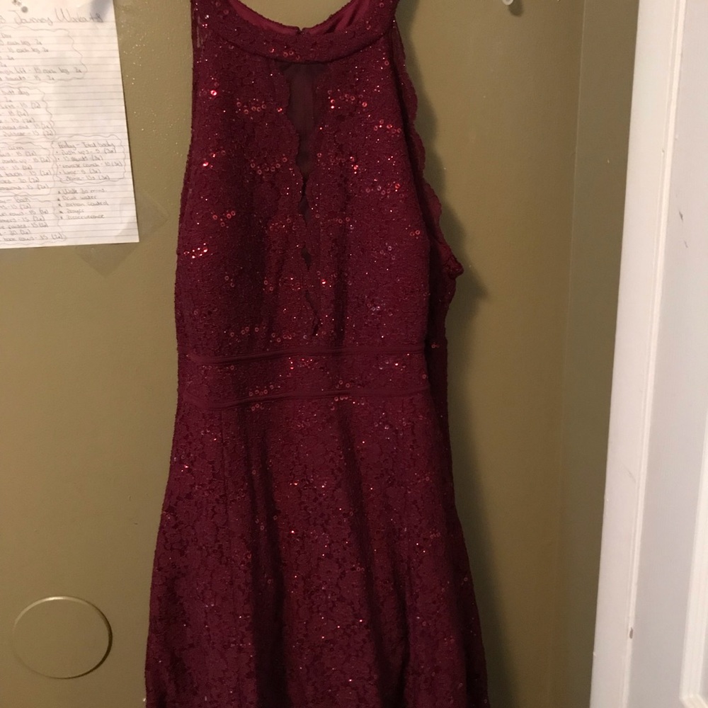 Purple lace sequin Morgan & Co. dress